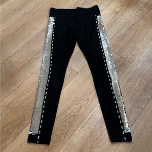 PINK Victoria's Secret Black Leggings with Silver Sequins